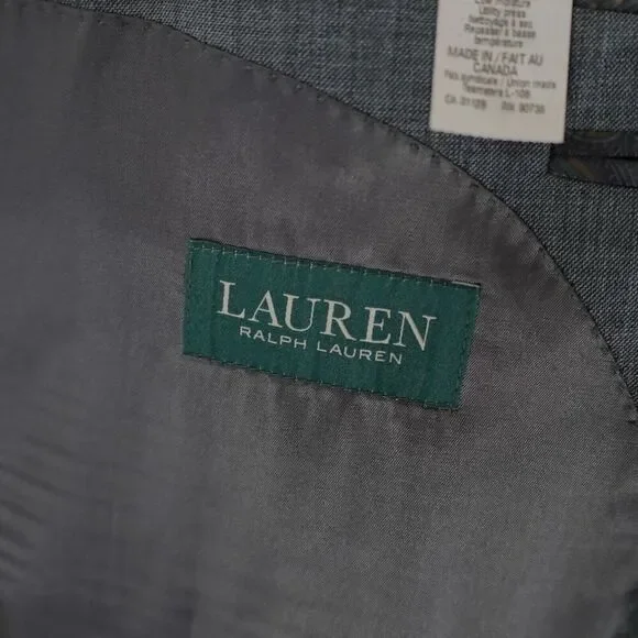 Lauren Ralph‎ Lauren Wool Gray Sharskin 46R Blazer 2 Button Tagged 48R